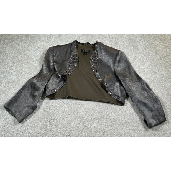 Ignite Evenings By Carol Lin Size 16 Gray Ruffles Layers Vintage Jacket - Picture 11 of 16